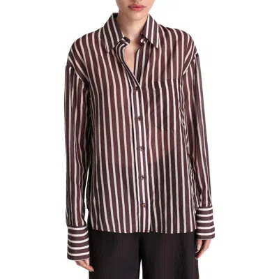 Twp Joey Stripe Shirt In Burgundy