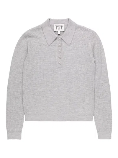 Twp Jorden Button Polo Top In Gray