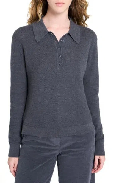 Twp Jorden Thermal Cashmere Polo Sweater In Gray