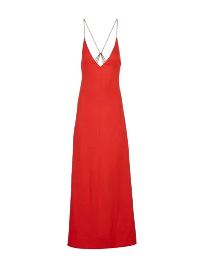 Twp Josephine Linen Maxi Dress In Red