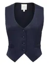 Twp Katherine Button-fastening V-neck Vest In Blue
