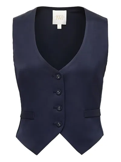 Twp Katherine Button-fastening V-neck Vest In Blue