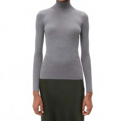Twp Knit Turtleneck Top In Medium Heather Grey In Gray