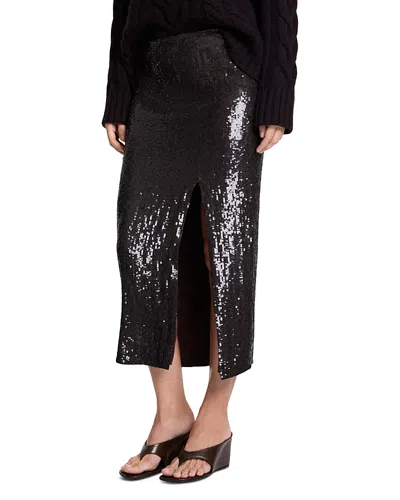 Twp Ladylike Sequin Midi Skirt In Black