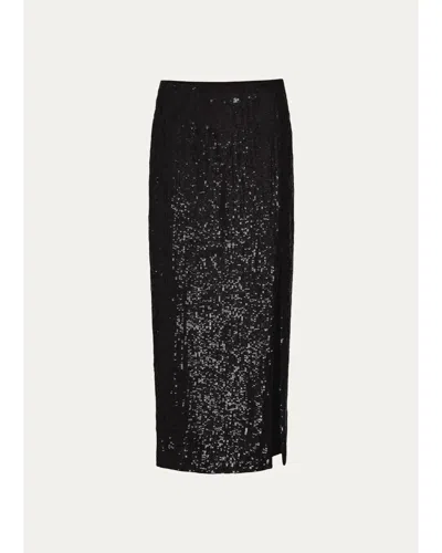 Twp Ladylike Sequined Slit Midi Skirt In Black