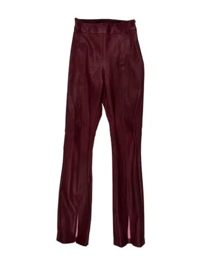 Pre-owned Twp Lamb Leather Flared Pants In Burgundy