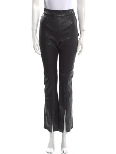 Pre-owned Twp Lamb Leather Wide Leg Pants In Black