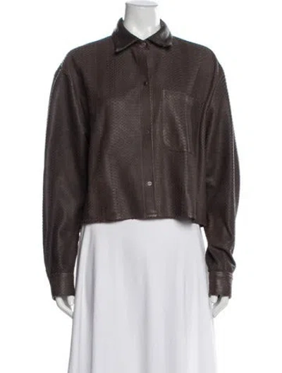 Pre-owned Twp Lambskin Animal Print Jacket In Brown