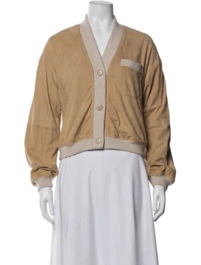 Pre-owned Twp Lambskin Bomber Jacket In Neutrals