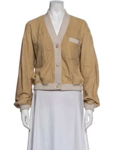 Pre-owned Twp Lambskin Bomber Jacket In Neutrals