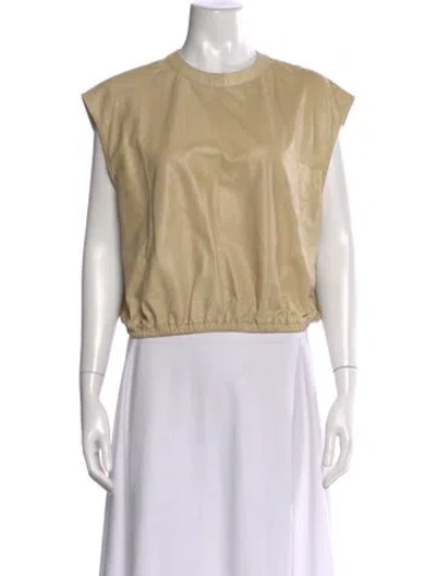 Pre-owned Twp Lambskin Crew Neck Crop Top In Neutral