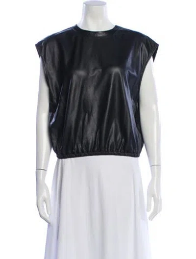Pre-owned Twp Lambskin Crew Neck Crop Top In Neutral