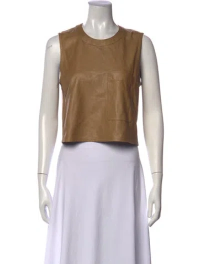 Pre-owned Twp Lambskin Crew Neck Crop Top In Neutrals