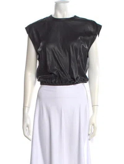 Pre-owned Twp Lambskin Crew Neck Top In Black