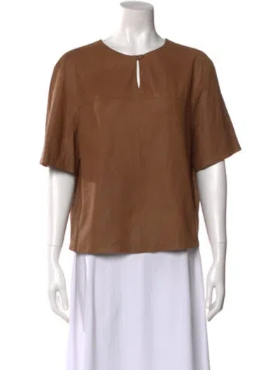 Pre-owned Twp Lambskin Crew Neck Top In Brown