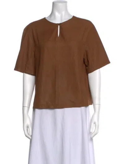 Pre-owned Twp Lambskin Crew Neck Top In Brown