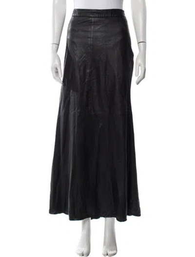Pre-owned Twp Lambskin Long Skirt In Black