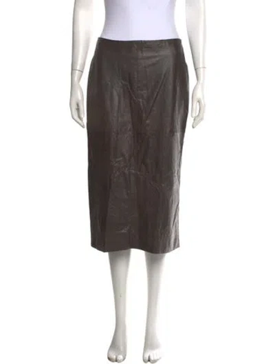 Pre-owned Twp Lambskin Midi Length Skirt In Grey