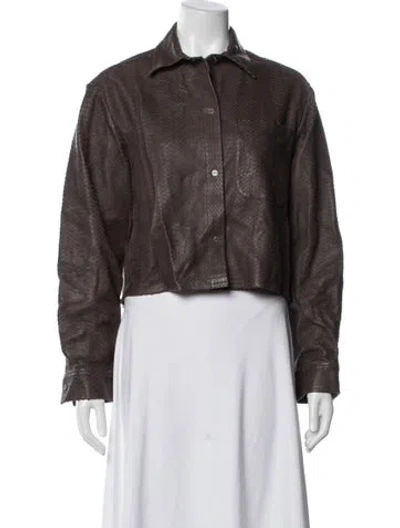 Pre-owned Twp Lambskin Patterned Jacket In Brown