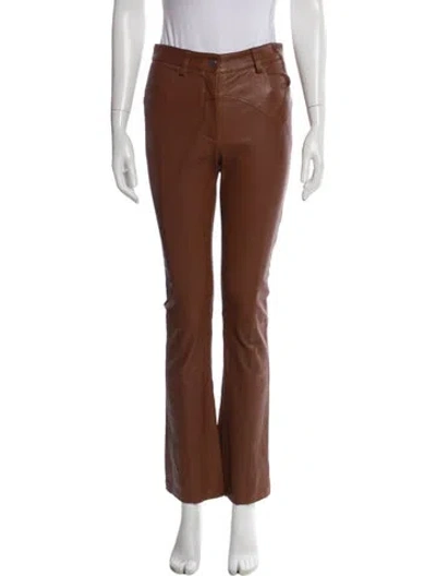Pre-owned Twp Lambskin Straight Leg Pants W/ Tags In Brown