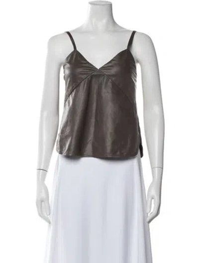 Pre-owned Twp Lambskin V-neck Top In Grey