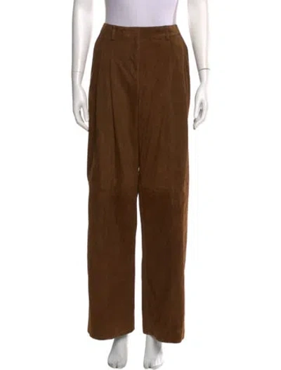 Pre-owned Twp Lambskin Wide Leg Pants In Brown