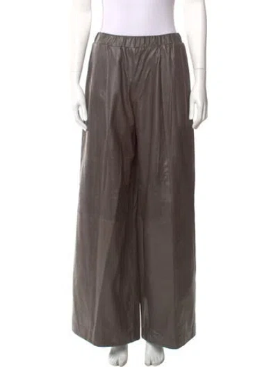 Pre-owned Twp Lambskin Wide Leg Pants In Brown