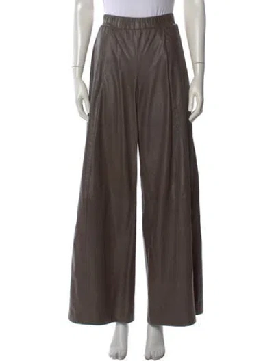 Pre-owned Twp Lambskin Wide Leg Pants In Brown
