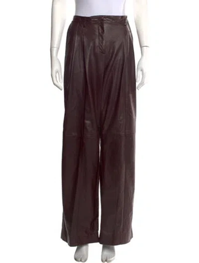 Pre-owned Twp Lambskin Wide Leg Pants In Brown
