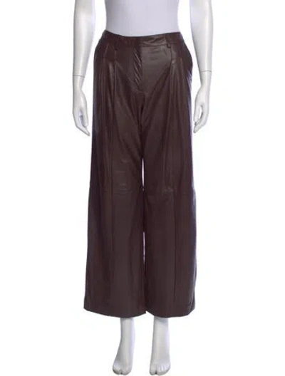 Pre-owned Twp Lambskin Wide Leg Pants In Brown