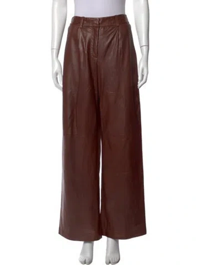 Pre-owned Twp Lambskin Wide Leg Pants In Brown