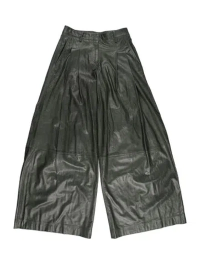 Pre-owned Twp Lambskin Wide Leg Pants In Green