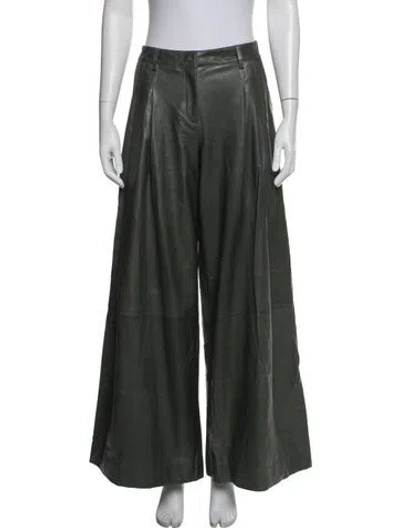 Pre-owned Twp Lambskin Wide Leg Pants In Green