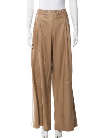Pre-owned Twp Lambskin Wide Leg Pants In Neutrals