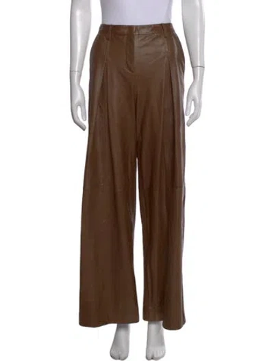 Pre-owned Twp Lambskin Wide Leg Pants W/ Tags In Brown