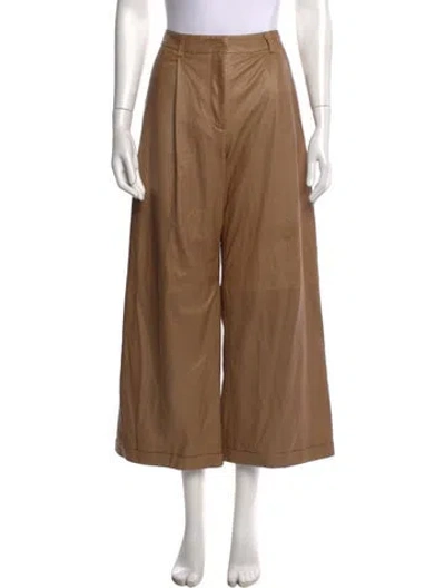 Pre-owned Twp Lambskin Wide Leg Pants W/ Tags In Brown