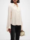 TWP LAST FRIDAY NIGHT SILK BUTTON FRONT BLOUSE IN BLUSH
