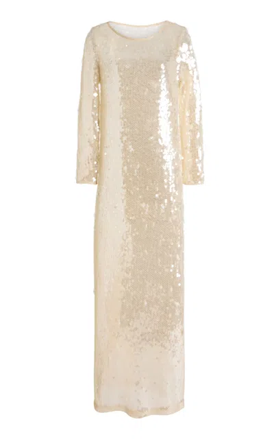 Twp Last Time Mesh Silk Maxi Dress In Nude