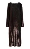 Twp Last Time Sequined Silk Maxi Dress In Brown