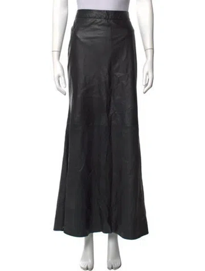 Pre-owned Twp Leather Long Skirt In Black