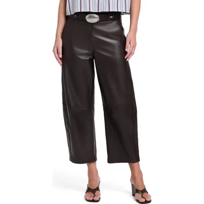 Twp Leather Slouchy Wide Leg Trousers In Black