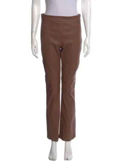 Pre-owned Twp Leather Wide Leg Pants In Brown