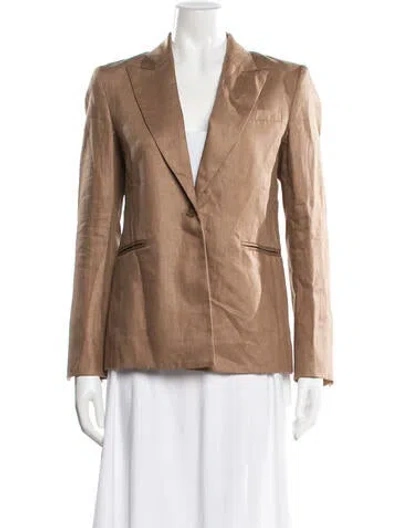 Pre-owned Twp Linen Blazer In Brown