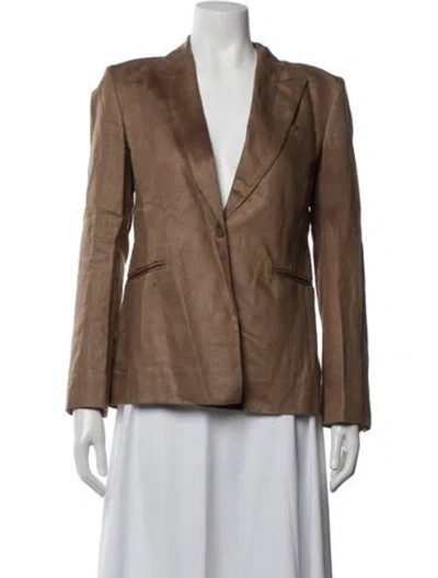Pre-owned Twp Linen Blazer In Brown