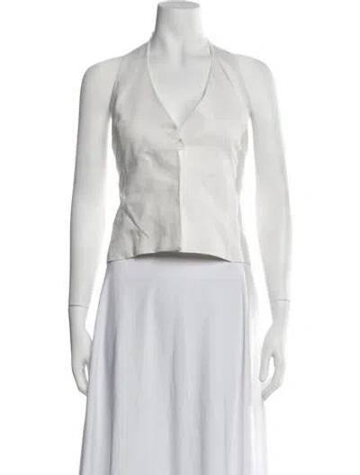 Pre-owned Twp Linen Halterneck Top In White