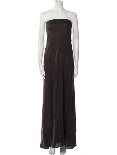 Pre-owned Twp Linen Long Dress In Brown