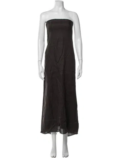 Pre-owned Twp Linen Long Dress In Brown