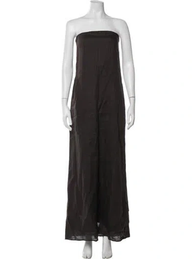 Pre-owned Twp Linen Long Dress In Brown
