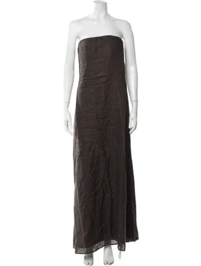 Pre-owned Twp Linen Long Dress In Brown