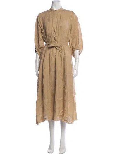 Pre-owned Twp Linen Midi Length Dress In Neutrals